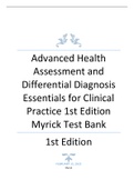 TEST BANK FOR ADVANCED HEALTH ASSESMENT AND DIFFERENTIAL DIAGNOSIS ESSENTIALS FOR CLINICAL PRACTICE 1ST EDITION MYRICK.pdf