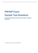 PMHNP Exam Sample Test Questions Psychiatric-Mental Health Nurse Practitioner
