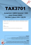 TAX3701 Assignment 1 (QUIZ) Semester 1 2023 (698481)
