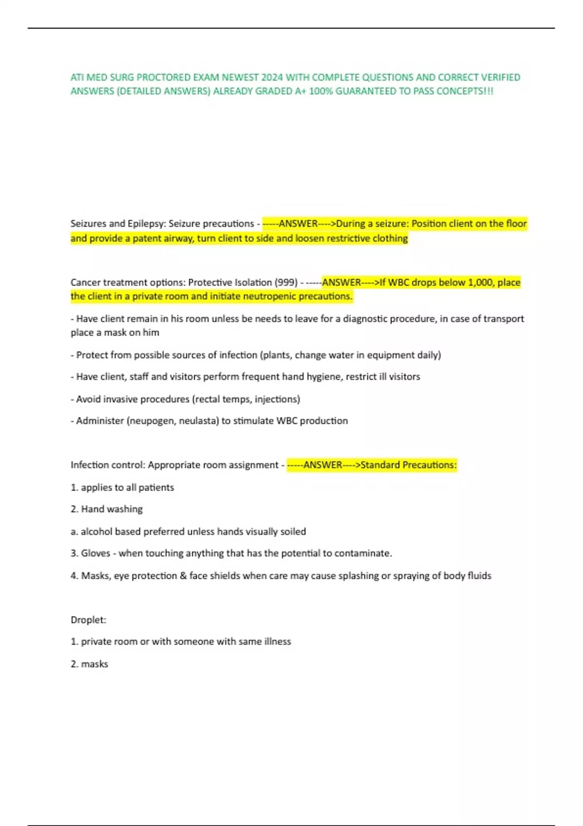 ATI MED SURG PROCTORED EXAM NEWEST 2024 WITH COMPLETE QUESTIONS AND ...