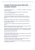 Installer Technician Exam 2023 with complete solution