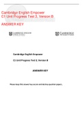  Cambridge English Empower	 C1 Unit Progress Test 3, Version B  ANSWER KEY