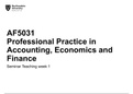 Professional Practice in Accounting, Economics and Finance