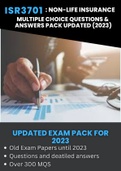 ISR3701: Non-Life Insurance MULTIPLE CHOICE Exam Pack For  2023 (Over 300 MQS and Answers)