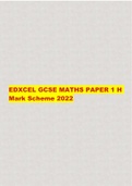EDXCEL GCSE MATHS PAPER 1 H Mark Scheme 2022
