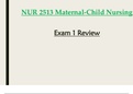 Exam 1 Review - NUR 2513 / NUR2513 (Latest 2023 / 2024): Maternal Child Nursing - Rasmussen