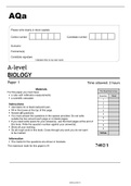 Aqa A-level BIOLOGY Paper 1 (7402/1) June 2022 Question Paper