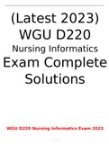 (Latest 2023) WGU D220 Nursing Informatics Exam Complete Solutions