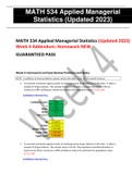 MATH 534 Applied Managerial Statistics (Updated 2023) Week 4 Addendum: Homework NEW GUARANTEED PASS 