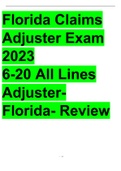 Florida Claims Adjuster Exam 2023 , 6-20 All Lines Adjuster- Florida- Review
