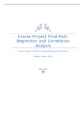 MATH 534 Week 7 Course Project Final Part C Regression and Correlation Analysis