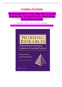 Nursing Research Generating and Assessing  Evidence for Nursing Practice 11th Edition  Polit Beck Test Bank (Answer Key at the end of each chapter,Original Test Bank,  A+ Rated)