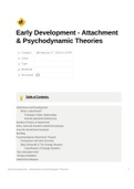 Attachment & Psychodynamic Theories on Developement