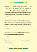 PHR-CA 2022 Comp True&sol;False Quiz Questions and Correct Verified  Answers Latest Versio
