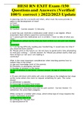 HESI RN EXIT Exam &sol;150 Questions and Answers &lpar;Verified 100&percnt; correct &rpar; 2022&sol;2023 Update