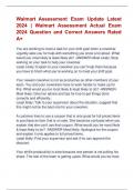 Walmart Assessment Exam Update Latest  2024 &vert; Walmart Assessment Actual Exam  2024 Question and Correct Answers Rated  A&plus; 