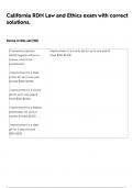 California RDH Law and Ethics exam with correct solutions&period;
