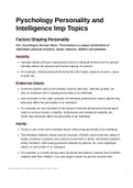 Sumaary of Intelligence and Personality