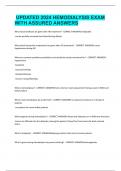 UPDATED 2024 HEMODIALYSIS EXAM  WITH ASSURED ANSWERS 