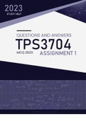 TPS3704 2023 ASSIGNMENT 1 QUESTIONS AND ANSWERS MCQ