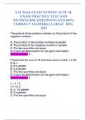 SAT Math EXAM NEWEST ACTUAL EXAM PRACTICE TEST AND STUDYGUIDE QUESTIONS AND 100&percnt; CORRECT ANSWERS &vert; LATEST 2024- 2025