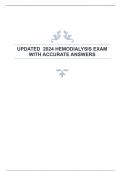 UPDATED  2024 HEMODIALYSIS EXAM  WITH ACCURATE ANSWERS