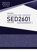SED2601 ASSIGNMENT 1 2023 MCQ QUESTIONS AND ANSWERS