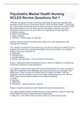 Psychiatric Mental Health Nursing NCLEX Review Questions and Answers 2023