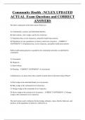 Community Health &ndash;NCLEX UPDATED ACTUAL Exam Questions and CORRECT  ANSWERS