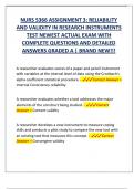 NURS 5366 ASSIGNMENT 3&colon; RELIABILITY  AND VALIDITY IN RESEARCH INSTRUMENTS  TEST NEWEST ACTUAL EXAM WITH  COMPLETE QUESTIONS AND DETAILED  ANSWERS GRADED A &vert; BRAND NEW&excl;&excl;&excl; 