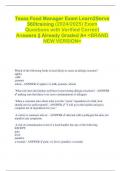 Texas Food Manager Exam Learn2Serve  360training &lpar;2024&sol;2025&rpar; Exam  Questions with Verified Correct  Answers &vert;&vert; Already Graded A&plus; <BRAND  NEW VERSION>