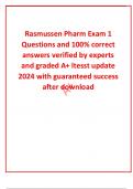 Rasmussen Pharm Exam 1 Questions and 100&percnt; correct answers verified by experts and graded A&plus; ltesst update 2024 with guaranteed success after download