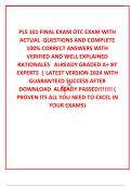 PLS 101 FINAL EXAM OTC EXAM WITH ACTUAL  QUESTIONS AND COMPLETE 100&percnt; CORRECT ANSWERS WITH VERIFIED AND WELL EXPLAINED  RATIONALES   ALREADY GRADED A&plus; BY EXPERTS  &vert; LATEST VERSION 2024 WITH GUARANTEED SUCCESS AFTER DOWNLOAD  ALREADY PASSED&excl;&excl;&excl;&excl;&excl;&excl;&excl; &lpar; PROVEN 