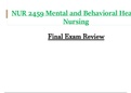 Final Exam Review - NUR 2459 / NUR2459 (Latest 2023 / 2024): Mental And Behavioral Health Nursing - Rasmussen