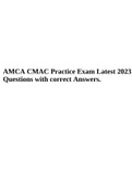 AMCA CERTIFICATION TEST - MEDICAL ASSISTING STUDY GUIDE - SET A LATEST UPDATED&comma; AMCA Certification Exam 2022&sol;2023 Questions and Answers&comma; AMCA - CMA Pre-Test Questions With Correct Answers  &  AMCA CMAC Practice Exam Latest 2023 Questions with correct Answ
