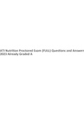 ATI Nutrition Proctored Exam (FULL) Questions and Answers 2023 Already Graded A.