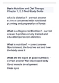 Basic Nutrition and Diet Therapy Chapter 1, 2, 3 Test Study Guidewith 100% correct answers