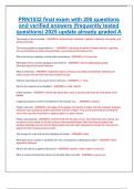 PRN1032 final exam with 200 questions  and verified answers &lpar;frequently tested  questions&rpar; 2025 update already graded A