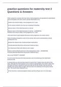 practice questions for maternity test 2 Questions & Answers