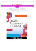 TEST BANK FOR HEALTH ASSESSMENT IN NURSING 6TH EDITION BY  WEBER (Answer key at the end, Original Test bank, 100% Verified Solutions)