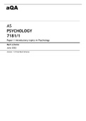 Aqa AS PSYCHOLOGY (7181/1) Paper 1 Introductory topics in Psychology June 2022 Mark scheme Version: 1.0