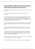  West Virginia Adjuster Exam Insurance Questions And Correct Answers&period;