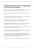  Virginia Health Insurance Test Questions And Answers All Verified&period;