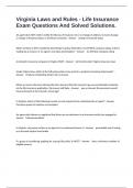 Virginia Laws and Rules - Life Insurance Exam Questions And Solved Solutions&period;