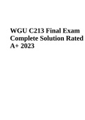 WGU MBA BUNDLE (OA'S for C207,C211,C213,C214); WGU C207 OA 2023 | Data Driven Decision Making, WGU C207 OA Partial test 2023, C211 - Partial OA Questions and Answers, WGU C211 Post Assessment, C213 OA Study Guide 2023, WGU C213 Final Exam Complete Soluti