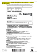 Pearson Edecxel Level 3 GCE 9MAO/32 Mathematics Advanced Paper 32:Mechanics  2022 Question Pape