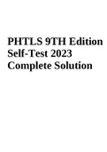 PHTLS 9TH Edition Self-Test 2023 Complete Solution