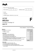 Aqa GCSE BIOLOGY Foundation Tier	Paper 1F (8461/1F) June 2022 CORRECT Question Paper