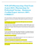 NUR 2474 Pharmacology Final Exam (Latest 2023): Pharmacology for Professional Nursing – Rasmussen (Verified Expert Answers) 100% CORRECT 