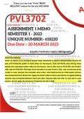 PVL3702 ASSIGNMENT 1 MEMO - SEMESTER 1 - 2023 - UNISA - (DETAILED ANSWERS WITH FOOTNOTES - DISTINCTION GUARANTEED)